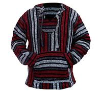 Mexican baja sudadera con capucha jersey jerga Jersey Rojo Gris Unisex - Rojo -
