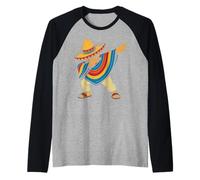 Mexican Boy Dabbing Poncho Mexican Fiesta Cinco de Mayo Camiseta Manga Raglan