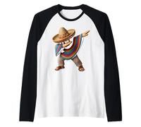 Mexican Boy Dabbing Poncho Mexican Fiesta Cinco de Mayo Camiseta Manga Raglan