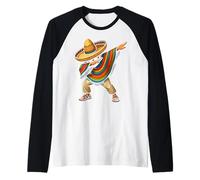 Mexican Boy Dabbing Poncho Mexican Fiesta Cinco de Mayo Camiseta Manga Raglan