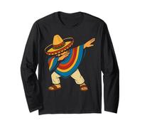 Mexican Boy Dabbing Poncho Mexican Fiesta Cinco de Mayo Manga Larga
