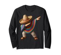 Mexican Boy Dabbing Poncho Mexican Fiesta Cinco de Mayo Manga Larga
