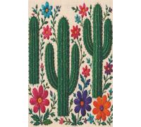 Mexican Cactus Notebook: Traditional Folk Art Floral Design, 100 Lined Pages, 6x9 Inches