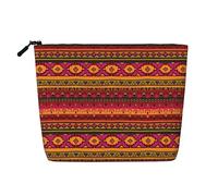 Mexican Folk Art Boho - Estuche de maquillaje portátil de cáñamo falso, organizador de viaje para mujer, bolsa de gran capacidad con cremallera