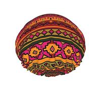 Mexican Folk Art Boho Gorro de ducha Gorros de ducha para mujer Gorros de ducha impermeables de doble capa, reutilizables.