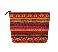 Mexican Folk Art Boho - Organizador de viaje para mujer, bolsa de cosméticos de cáñamo falso, gran capacidad, con cremallera