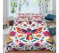 Mexican Folk Art Funda de Edredón Microfibra 3 Piezas Impresión 3D Cierre de Mexican Folk Arte Funda Edredon Fundas de Almohada Antibacteriana Lavables for Familia Single（135x200cm）