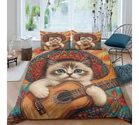 Mexican Folk Art Funda de Edredón Microfibra Suave 3 Piezas Estampado 3D Mexican Folk Arte Funda Edredon con Fundas de Almohada Antibacteriana Lavables for Familia Super King（260x220cm）