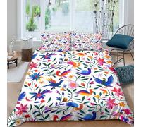 Mexican Folk Art Style Funda de Edredón Microfibra 3 Piezas Impresión 3D Cierre de Mexican Folk Arte Estilo Funda Edredon Fundas de Almohada Lavables Transpirable for Familia King（220x240cm）