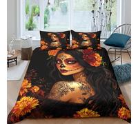 Mexican Folk Art Style Funda Edredon Microfibra Suave 3 Piezas Estampado 3D Mexican Folk Arte Estilo Funda de Edredón con Funda de Almohada Suave Transpirable for Adolescentes Double（200x200cm）