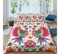 Mexican Folk Art Style Funda Edredon Microfibra Suave Juego de 3 Piezas Estampado 3D Mexican Folk Arte Estilo Funda de Edredón con Funda de Almohada Lavables Suave for Adolescentes King（220x240cm）