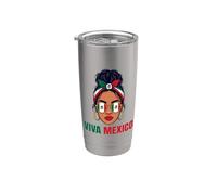 Mexican Girl México Bandera Mexicano Viva Mexico Vaso térmico de acero inoxidable de doble pared