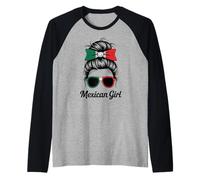 Mexican Girl México Bandera Nacional Match Favorite My Game Day Camiseta Manga Raglan