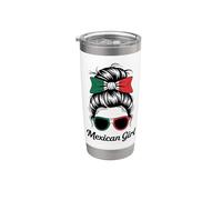 MEXICAN GIRL México Bandera Nacional Match Favorite My Game Day Vaso térmico de acero inoxidable de doble pared