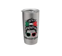 MEXICAN GIRL México Bandera Nacional Match Favorite My Game Day Vaso térmico de acero inoxidable de doble pared