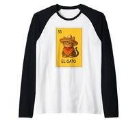 Mexican Lottery Designs Mexican El Gato The Cat Parody Camiseta Manga Raglan