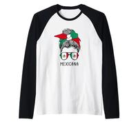 Mexican Mexicana Girl Mexican Heritage Mexico Flag Camiseta Manga Raglan
