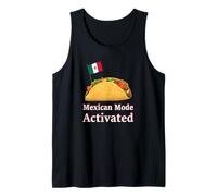 Mexican Mode Activated Mexico Flag Mexican Cuisine Tacos Camiseta sin Mangas