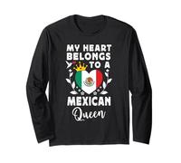 Mexican Queen Mexican Wife Girlfriend Mexico Flag Manga Larga
