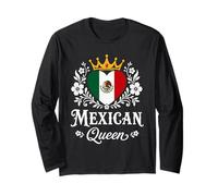 Mexican Queen Mexico Flag Proud Mexican Woman Manga Larga