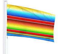 Mexican Serape Pattern Flag Decor 3x5 Ft Colorful Bright Stripe Chic Rainbow Poliéster Impreso Patrón Decoración al aire libre para hogares y jardines