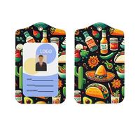 Mexican-Tacos-Hot-Sauce - Soporte para tarjetas de identificación de piel sintética con cordón, soporte vertical para insignia de nombre para Ofiice
