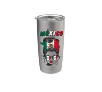 México, Bandera Mexicana, Mexico Girl, Mexican Women Girls Vaso térmico de acero inoxidable de doble pared