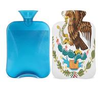 Mexico - Botella de agua caliente con escudo de brazo águila con tapa, botella de gran capacidad de 2 L, bolsa de agua para noches acogedoras, alivio del dolor, espalda, cuello y hombros