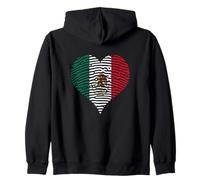 México corazón Huella Digital Herencia hispana Orgullo Mexicano Sudadera con Capucha