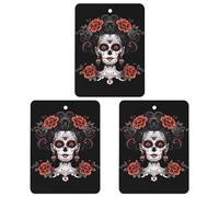 México Dia De Los Muertos - 3 ambientadores de coche colgantes de larga duración, ambientadores automáticos, tabletas de aromaterapia, espejo retrovisor, accesorios interiores