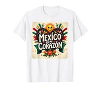 México En Mi Corazón Viva México Mujer Festive Skull Sun Camiseta, Hombre, Blanco, XXL