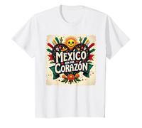 México En Mi Corazón Viva México Mujer Festive Skull Sun Camiseta, Niños, Blanco, 3 años