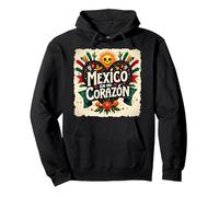 México En Mi Corazón Viva México Mujer Festive Skull Sun Sudadera con Capucha, Unisex para Adultos, Negro, L