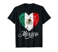 Mexico Flag Heart Painted Distressed Graphic Camiseta