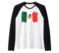 Mexico Flag Mexican Hispanic Siesta Pride Vintage Camiseta Manga Raglan
