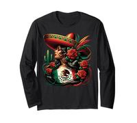 Mexico Flag Mexican Hispanic Siesta Pride Viva México Women Manga Larga