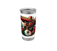 Mexico Flag Mexican Hispanic Siesta Pride Viva México Women Vaso térmico de acero inoxidable de doble pared
