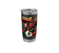 Mexico Flag Mexican Hispanic Siesta Pride Viva México Women Vaso térmico de acero inoxidable de doble pared