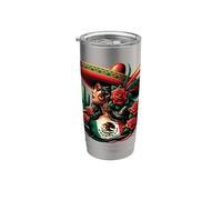 Mexico Flag Mexican Hispanic Siesta Pride Viva México Women Vaso térmico de acero inoxidable de doble pared