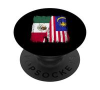 México Malasia Media Bandera Mexicana Malasia Heritage Jersey PopSockets PopGrip Adhesivo