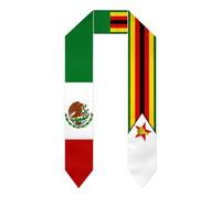 México Mexicano Mex Zimbabue Zimbabue Bandera Graduación Estola/Chale/Bufanda/Banda Estudiante Graduado en el Extranjero Estudiantes de Estudios Internacionales 2026/2026 Chales Graduados Unisex Adult