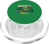 México Puesta del Sol Palmeras Horizonte Dentro Puerto Vallarta Texto PopSockets PopGrip para MagSafe