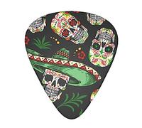 México ramitas flores Calaveras de azúcar coloridas Púas de guitarra Juego completo de regalo para guitarrista Celuloide Mediano Paquete de 12 en caja Regalo para guitarristas Hombres y mujere