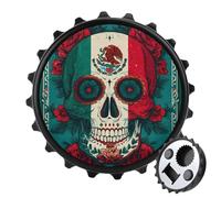 México Sugar Skull Day of The Dead Printed 2 en 1 Abridor de botellas magnético de 7.6 cm para nevera, abrebotellas de cerveza y refrescos