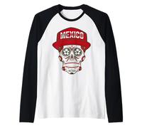 Mexico Sugar Skull Patriotic Mexican Camiseta Manga Raglan