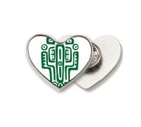 México Totems - Broche de metal con forma de corazón de cactus de la civilización antigua