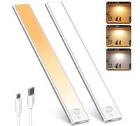 Mexllex Lámpara de cocina LED de 30 cm, 2 unidades, iluminación para armario con detector de movimiento, 3 modos de color, regulable, batería recargable por USB, barra LED para cocina o dormitorio