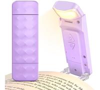 Mexllex Lámpara de lectura con pinza para libros, recargable por USB, 3 temperaturas de color y 5 niveles de brillo, luz nocturna para ratones de biblioteca, color morado