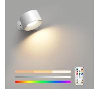 Mexllex Lampara Pared RGB Color Aplique Pared Interior Dormitorio Táctil con Controlador, Función de Memoria y Temporizador, Lampara Pared Sin Cable 3 Temperatura Color 3 Brillo