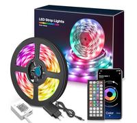 Mexllex Luces LED 15m, Tiras LED RGB Colores Luces Habitacion con Control Remoto y App Control, Cambia el Color con la Musica, Para Decoración de Bares, Fiestas, Cocina